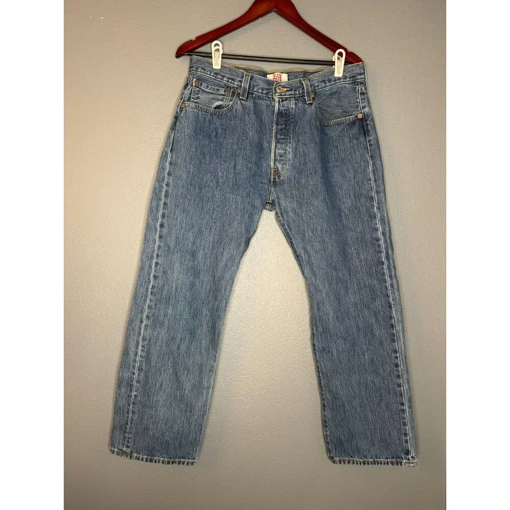 Levi's 501 Original Jeans Men's 34x29 Straight Leg Button Fly Blue Denim